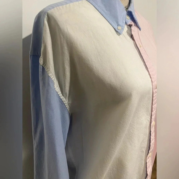 Tommy Hilfiger Long sleeve button down blue pink white color block shirt size XL - Picture 5 of 11